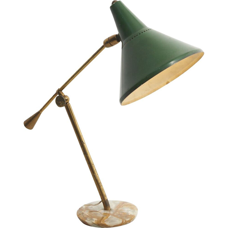 Vintage Brass Table Lamp with a Marble Foot, Italy 1950s