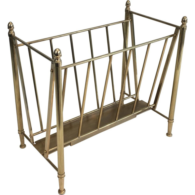 Vintage Neoclassical Brass Magazine Rack, 1940s