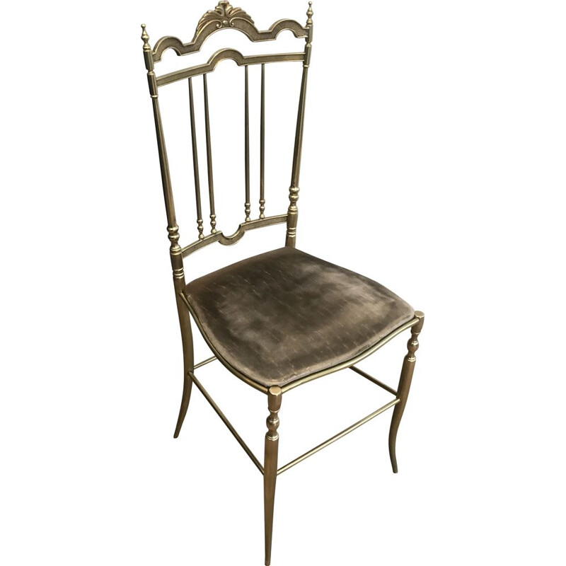 Set of 4 vintage neoclassical brass chairs, 1970