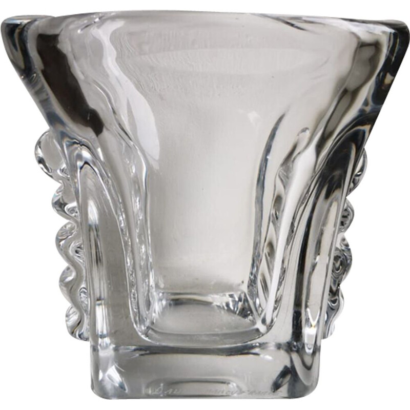 Vintage square crystal vase by Daum Nancy, France 1960