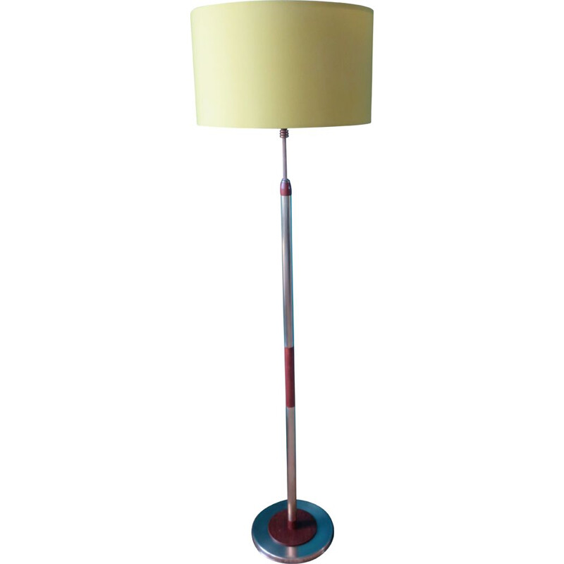 Vintage brass and teak floor lamp, Denmark 1955