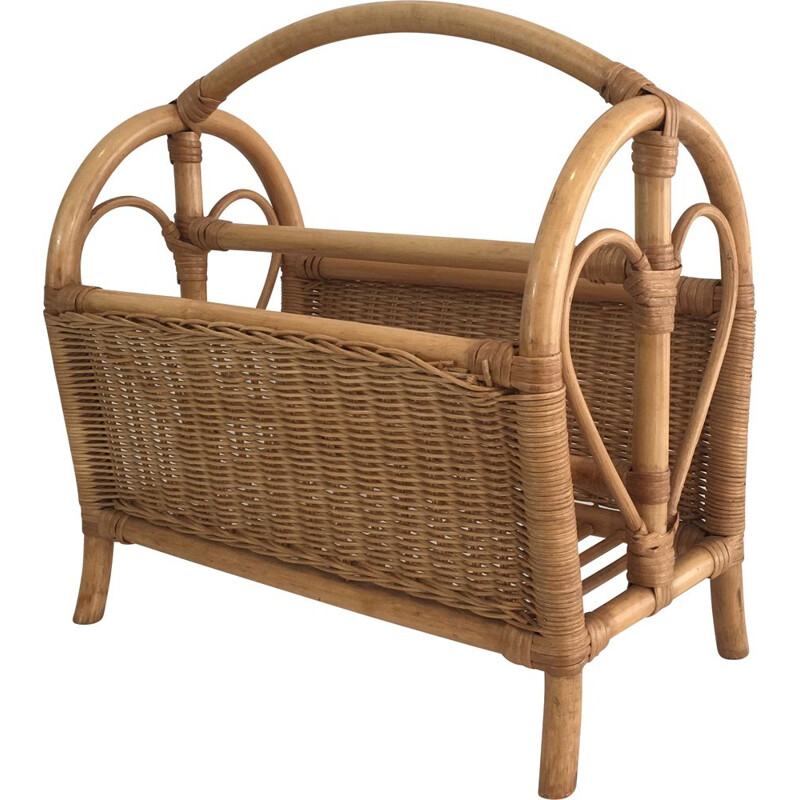 Vintage-Stehsammler aus Rattan 1970