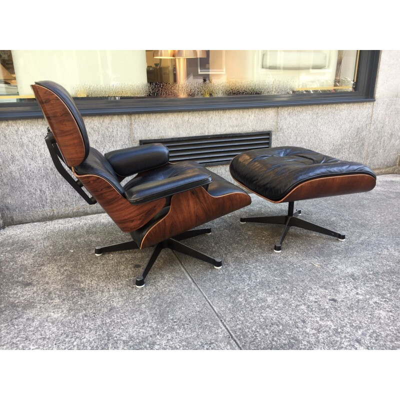 Vintage Eames Lounge Chair et Ottoman Palissandre Charles & Ray 1975