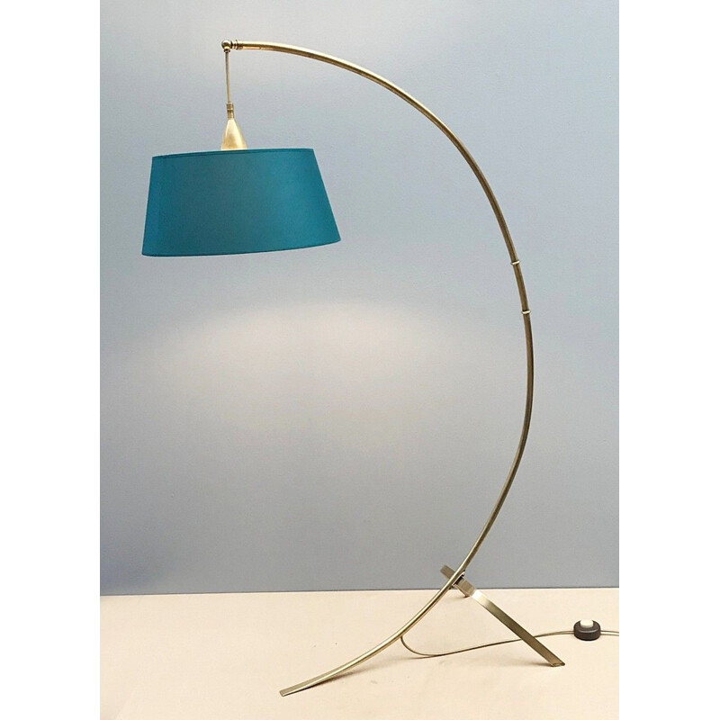 Lampada da terra ad arco in ottone vintage di J. T. Kalmar per Kalmar, 1950