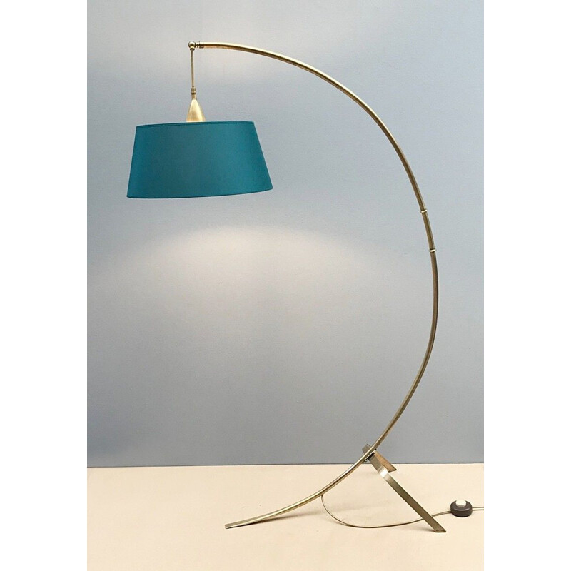 Lampada da terra ad arco in ottone vintage di J. T. Kalmar per Kalmar, 1950