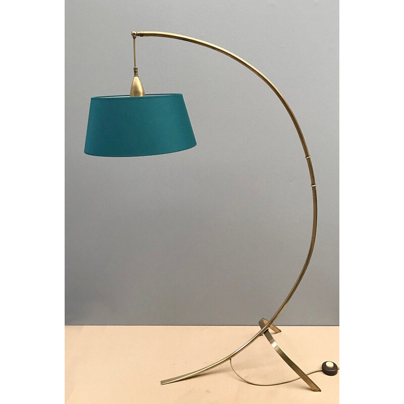 Lampada da terra ad arco in ottone vintage di J. T. Kalmar per Kalmar, 1950