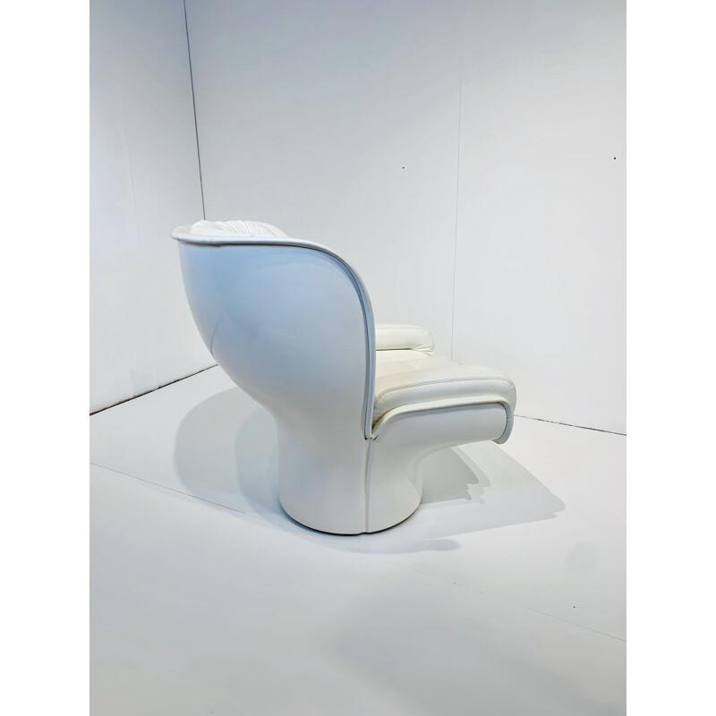 Vintage White Leather "ELDA" Armchair by Joe Colombo for Comfort