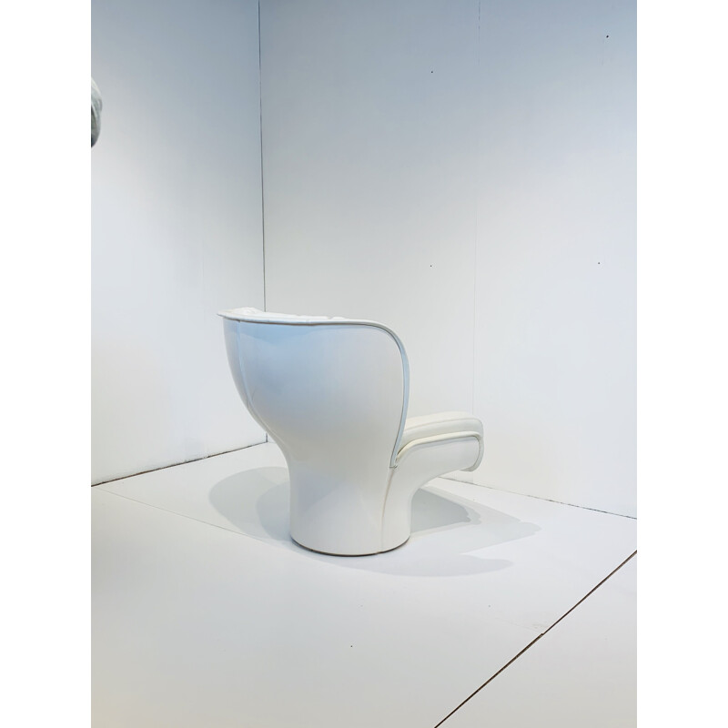 Vintage White Leather "ELDA" Armchair by Joe Colombo for Comfort