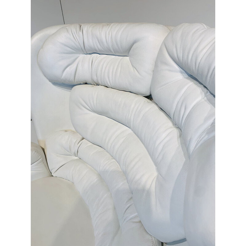 Vintage White Leather "ELDA" Armchair by Joe Colombo for Comfort