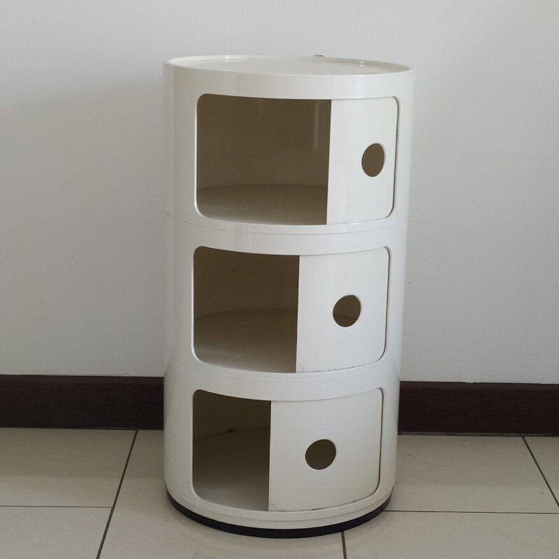 Pair of vintage White Plastic Modular Cabinets by Anna Castelli Ferrieri for Kartell Italian, 1970s