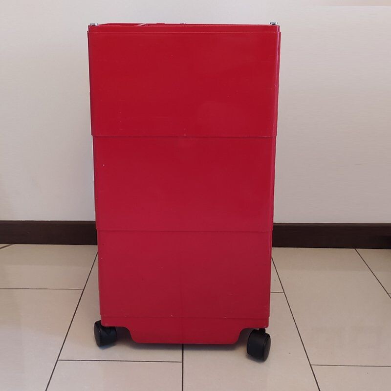 Chariot vintage rouge Boby Cart de Joe Colombo pour Bieffeplast, 1968