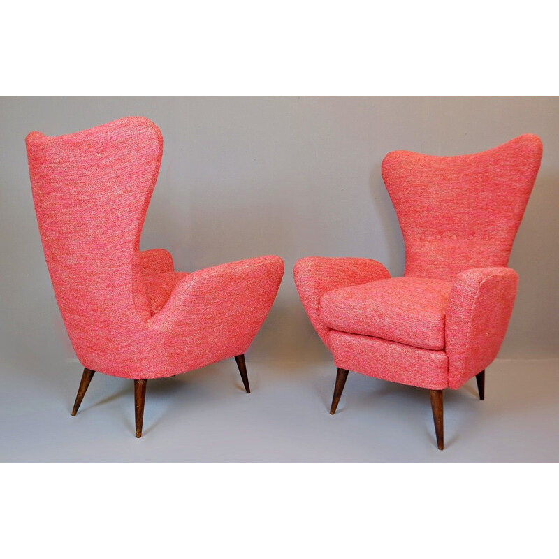 Pair of vintage armchairs with backrest by Paolo Buffa, Italian 1950