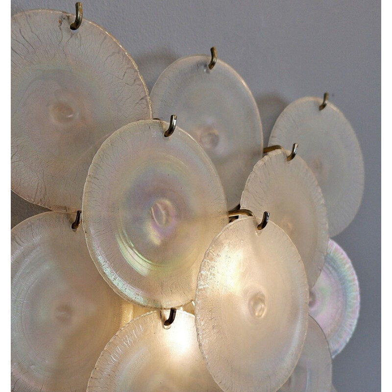 Pair of vintage sconces with Murano glass discs by Carlo Nason 1960