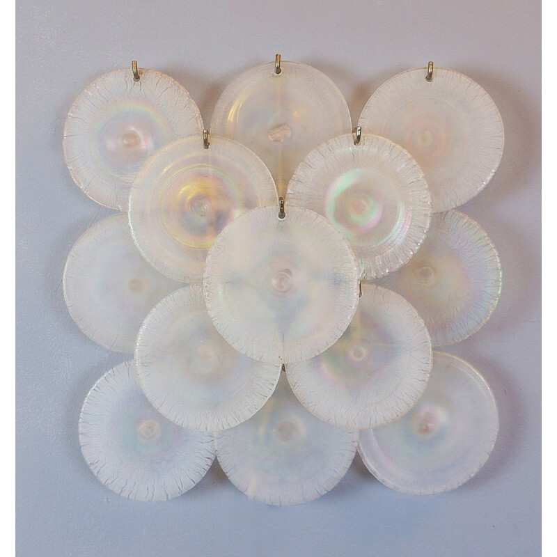 Pair of vintage sconces with Murano glass discs by Carlo Nason 1960