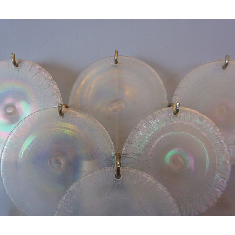 Pair of vintage sconces with Murano glass discs by Carlo Nason 1960