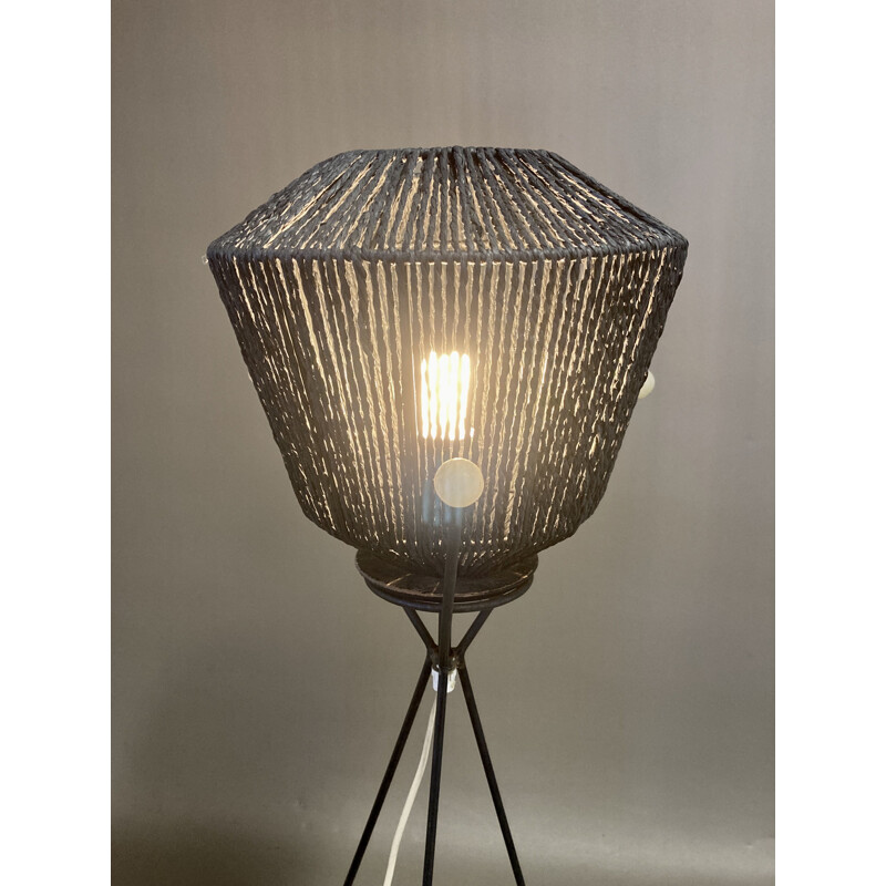 Lampadaire vintage tripode noir 1950