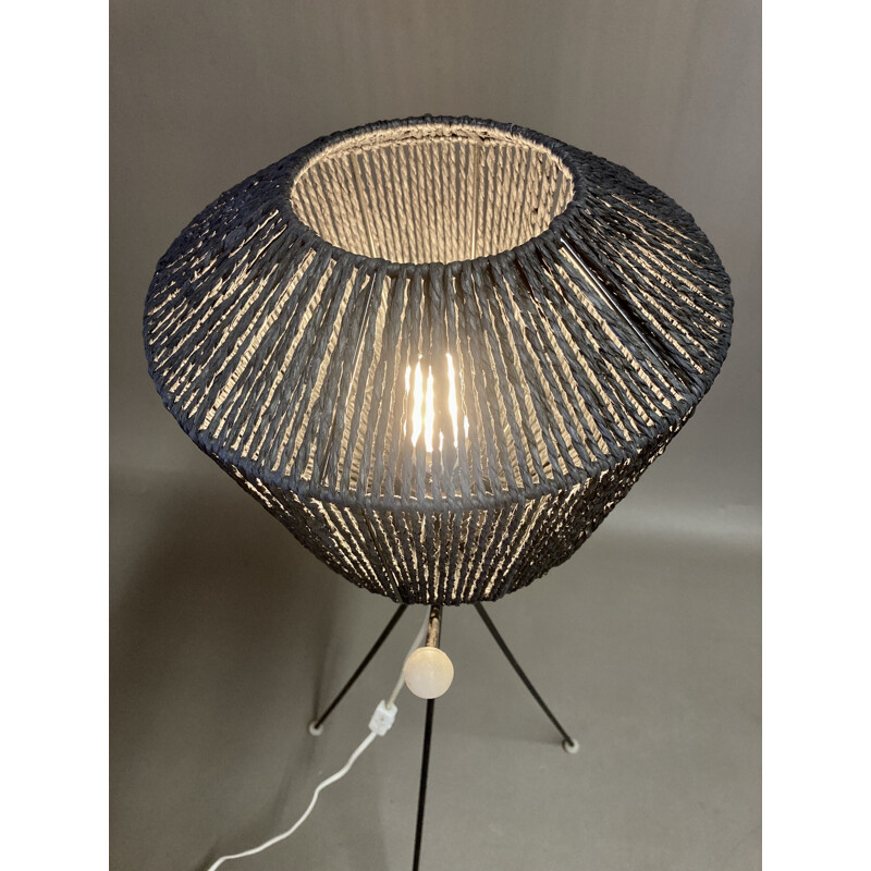 Lampadaire vintage tripode noir 1950