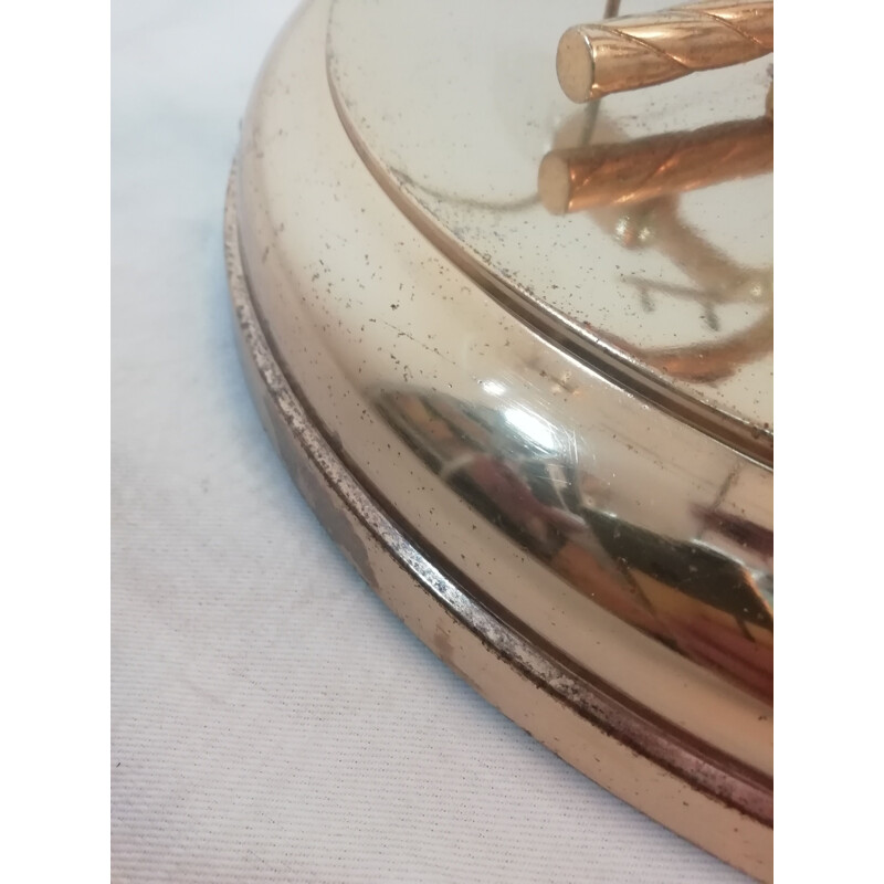 Plafoniera vintage in vetro con struttura circolare in metallo cromato di Murano