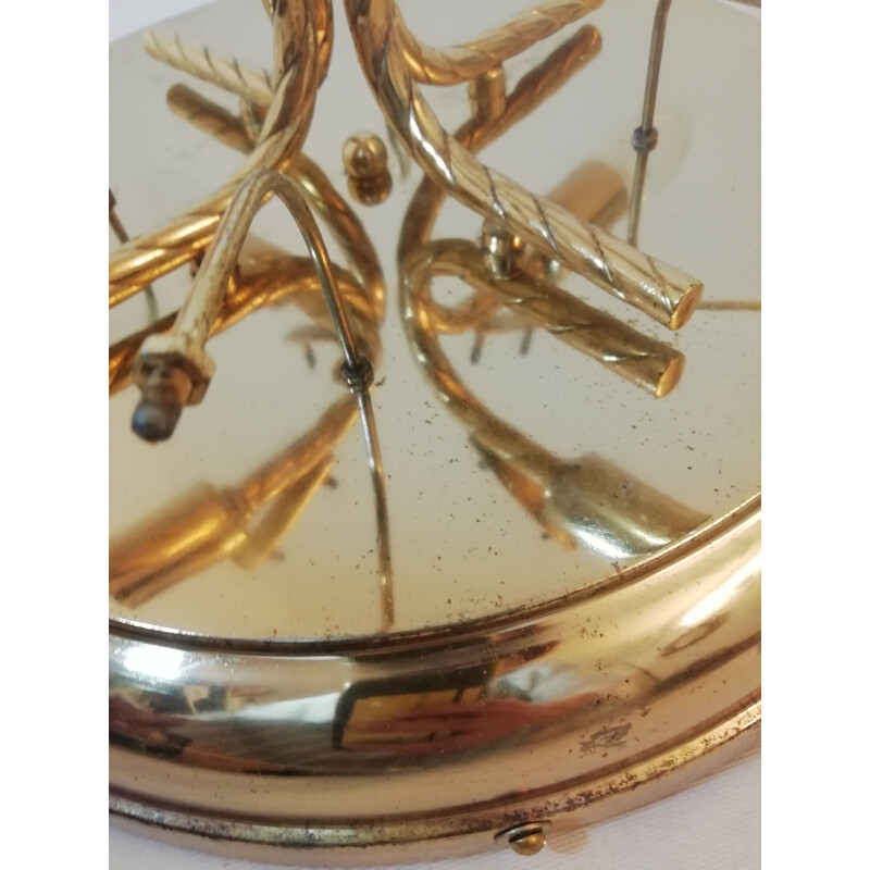 Plafonnier vintage en verre et structure circulaire chrome métal de Murano