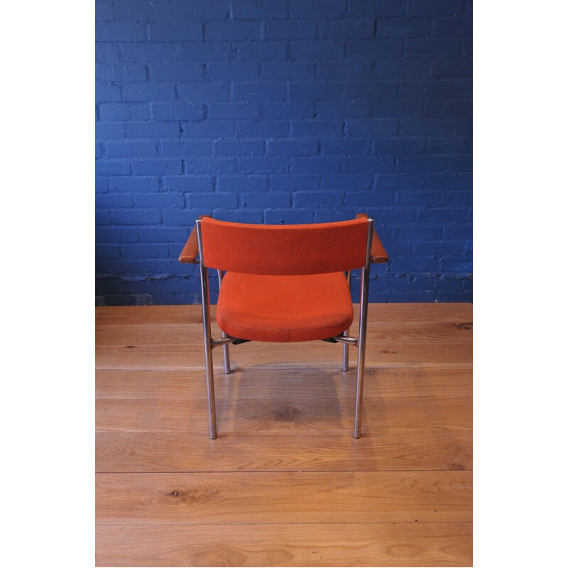 Mid-Century Chrome Armchair with Orange Upholstery from Antocks Lairn