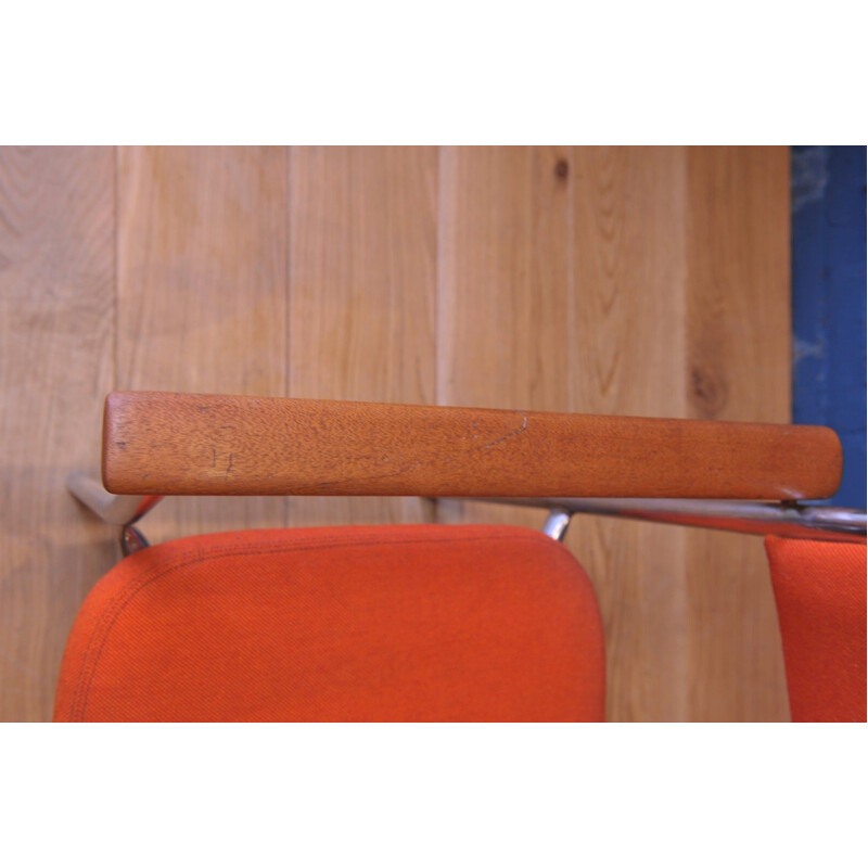 Vintage chromen fauteuil met oranje bekleding van Antocks Lairn