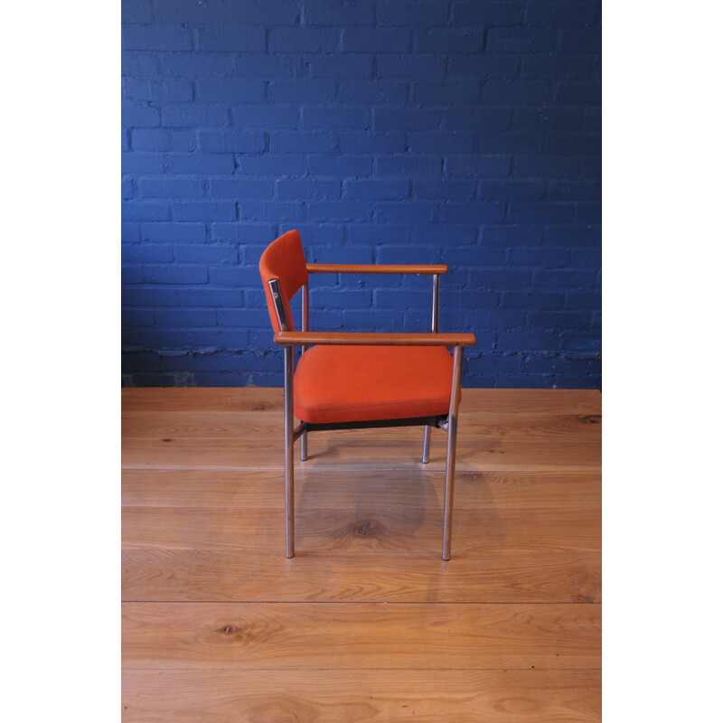 Mid-Century Chrome Armchair with Orange Upholstery from Antocks Lairn