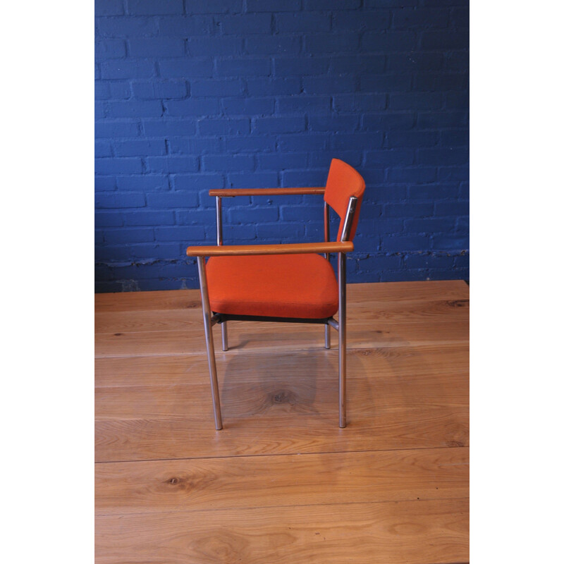 Mid-Century Chrome Armchair with Orange Upholstery from Antocks Lairn