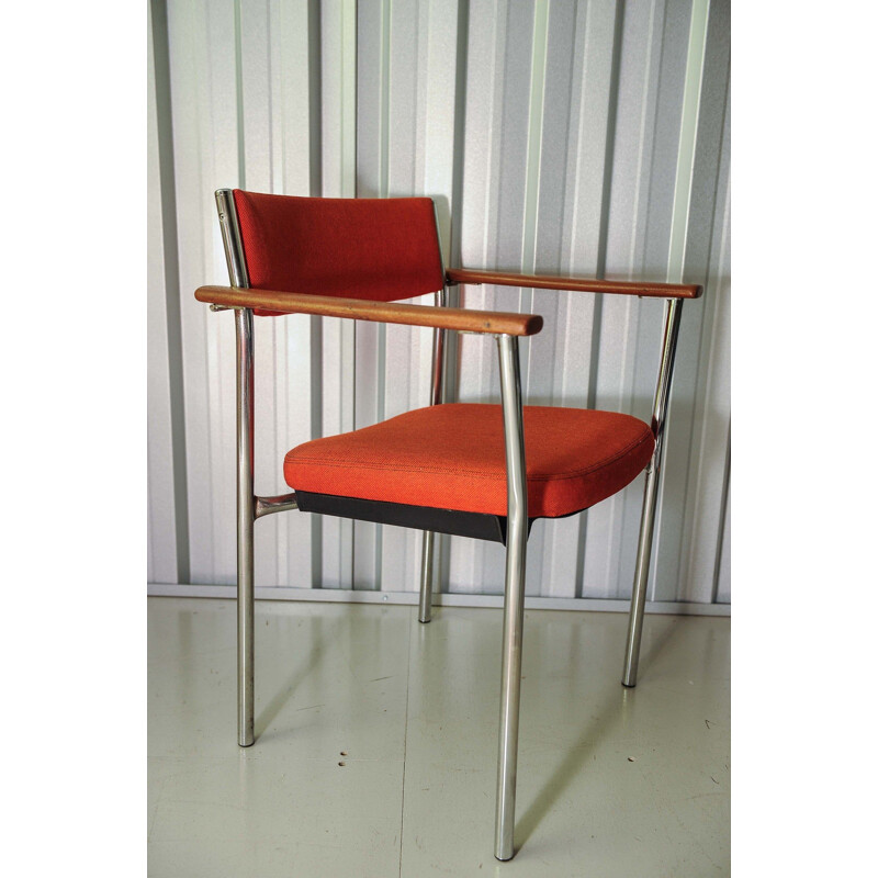 Mid-Century Chrome Armchair with Orange Upholstery from Antocks Lairn