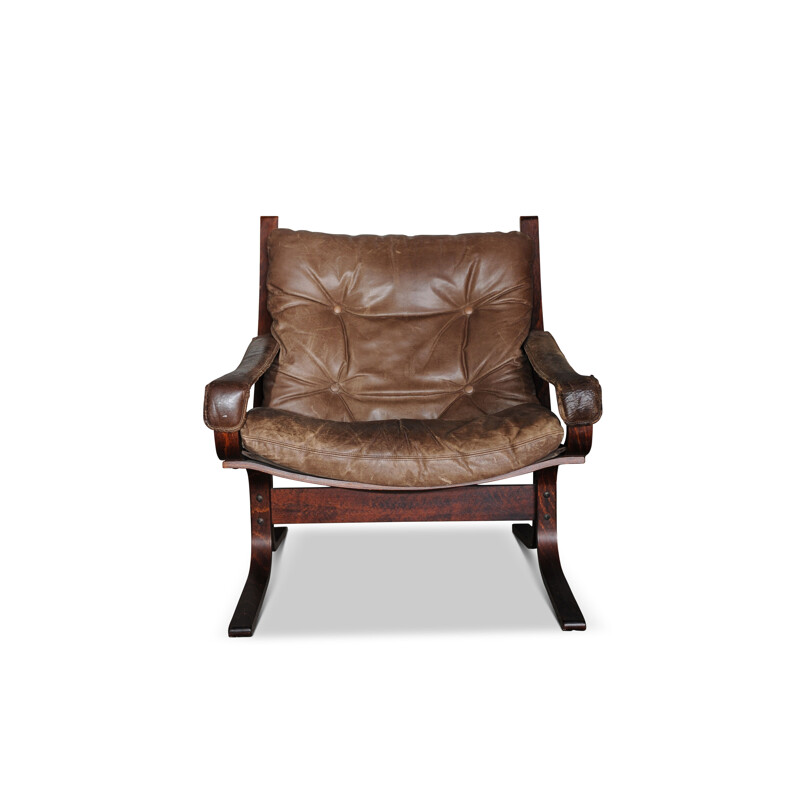 Vintage Brown Leather Siesta Lounge Chair by Ingmar Relling for Westnofa, 1960s