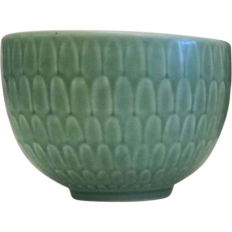 Vintage bowl green by Marselis Bowl Royal Copenhagen Nils Thorsson, 1950