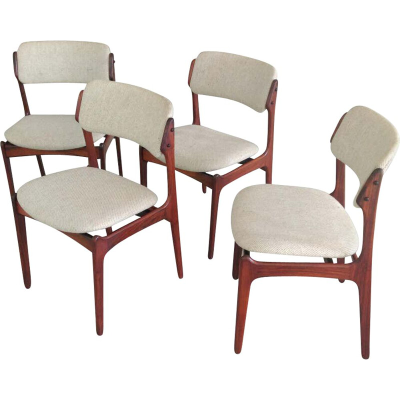 Set of 4 vintage chairs by Oddense Maskinsnedkeri Erik Buch Danish