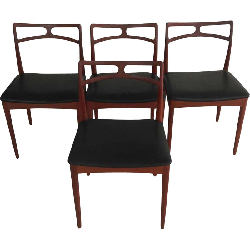 Conjunto de 4 cadeiras de teca vintage Inc., por Johannes Andersen, Dinamarca