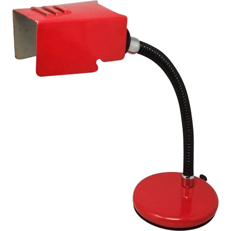 Vintage Red Table Lamp by Veneta Lumi Italian 1970s