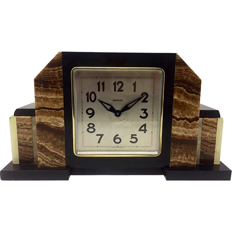 Horloge vintage Art Déco en marbre de Bayard, France 1930
