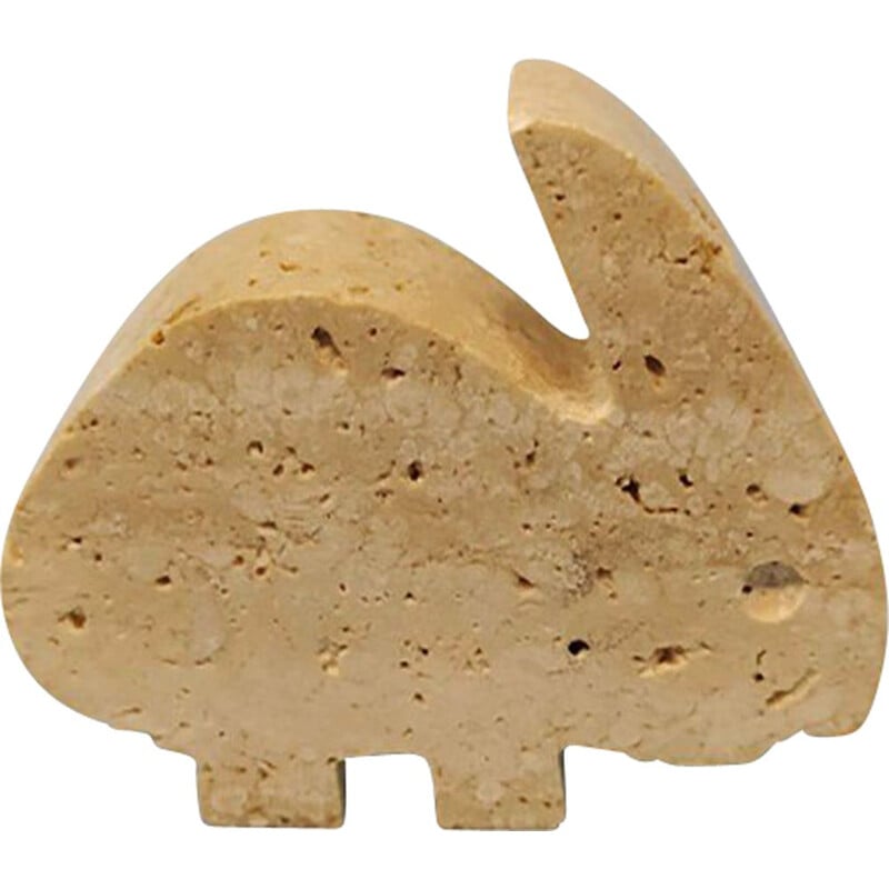 Vintage Travertine Rabbit Sculpture by Enzo Mari for F.lli Mannelli, 1970s