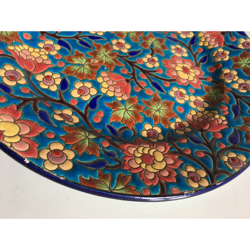 Vintage enamelled Longwy plate 1930 