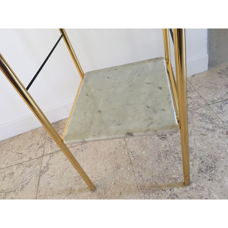 Vintage Bedside Table or Glass and Marble Side Table