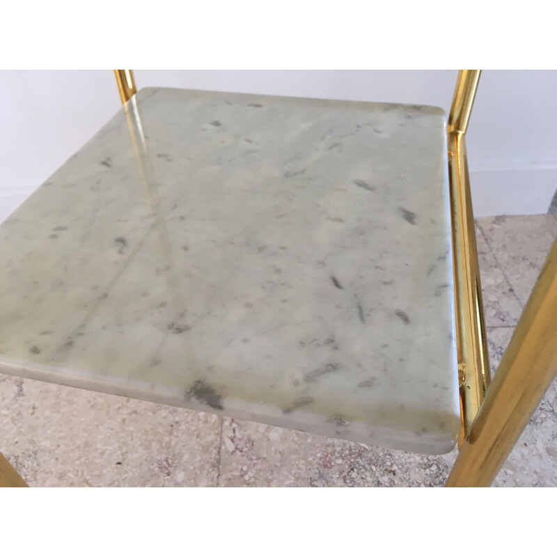 Vintage Bedside Table or Glass and Marble Side Table