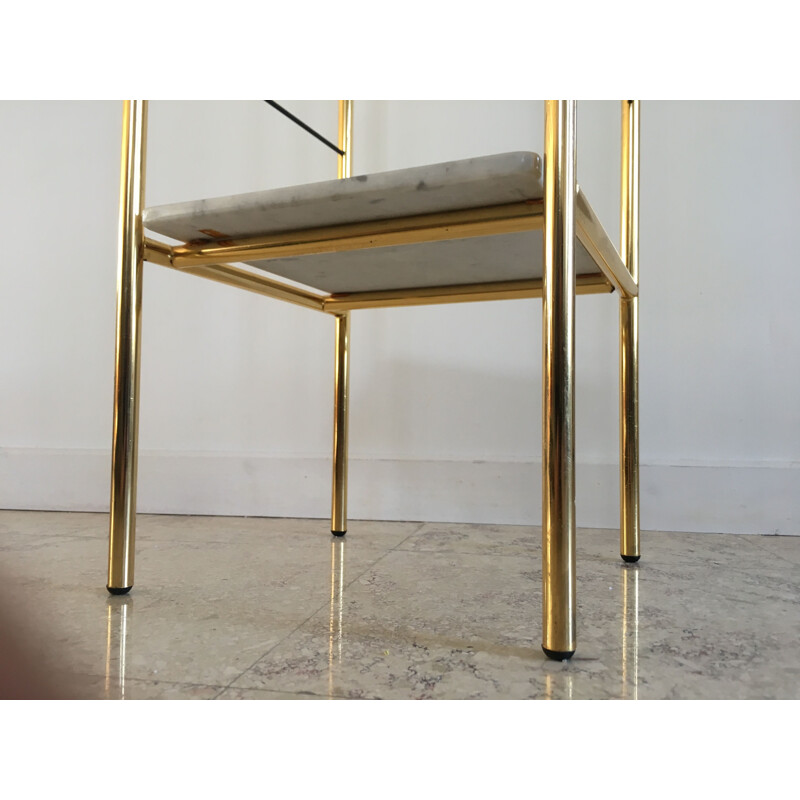 Vintage Bedside Table or Glass and Marble Side Table