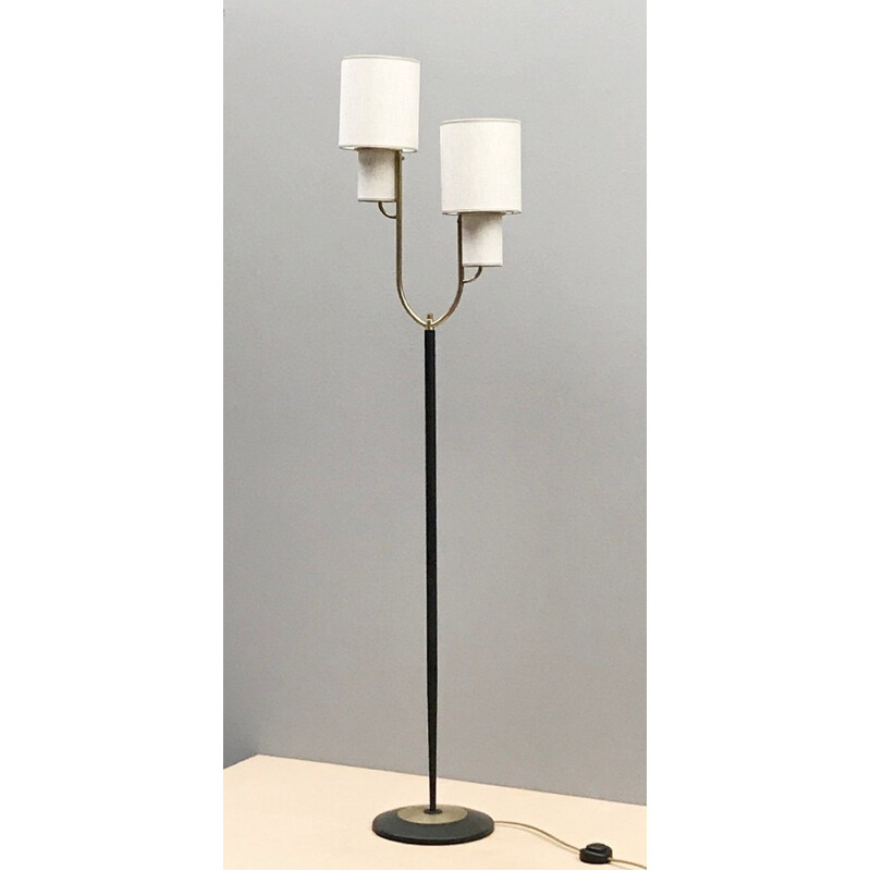 Vintage 2-branch brass floor lamp