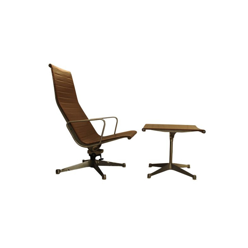 Swivel Armchair EA124 and Ottoman EA125 by Charles & Ray Eames for Herman Miller, 1950s