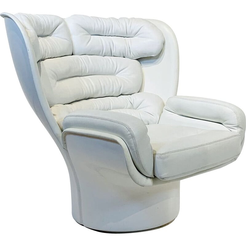 Vintage White Leather "ELDA" Armchair by Joe Colombo for Comfort