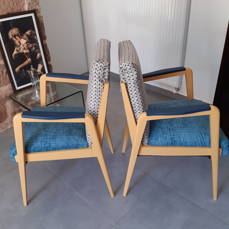 Pair of vintage scandinavian cocktail armchairs  1950's