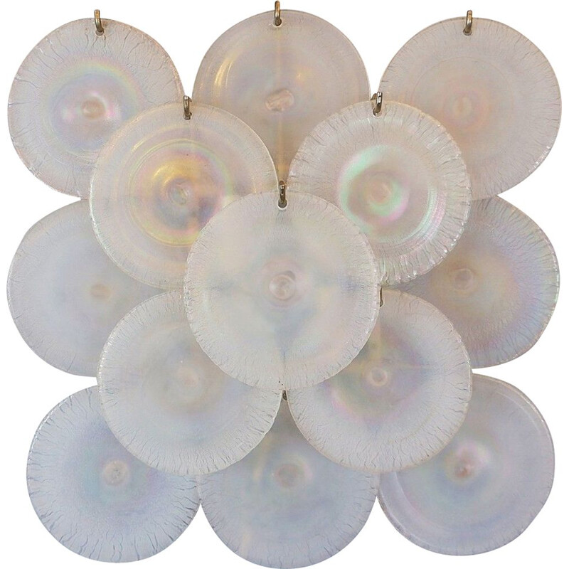 Pair of vintage sconces with Murano glass discs by Carlo Nason 1960