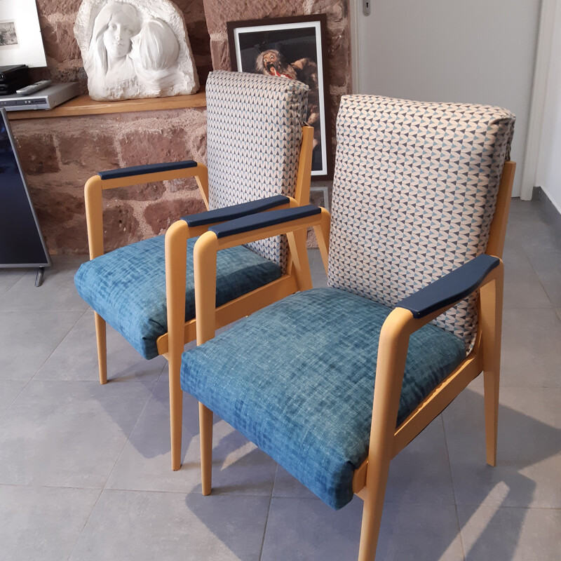 Pair of vintage scandinavian cocktail armchairs  1950's