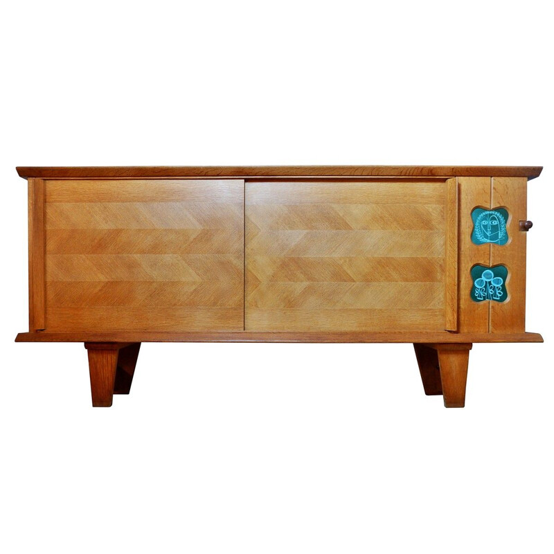 Vintage oak sideboard by Guillerme and Chambron for Your House, 1970