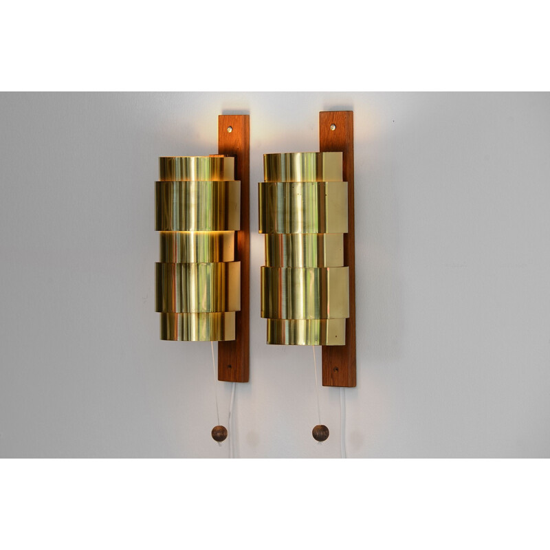 Vintage Brass wall sconces by Hans-Agne Jakobsson for H-A Jakobson Markary AB. Sweden 1960s