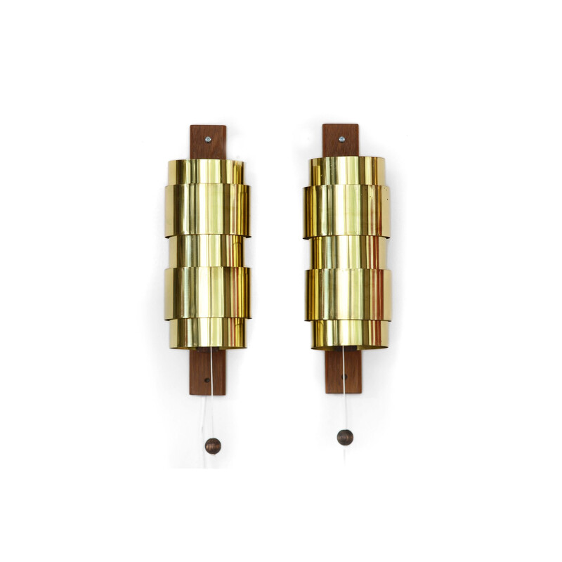 Vintage Brass wall sconces by Hans-Agne Jakobsson for H-A Jakobson Markary AB. Sweden 1960s