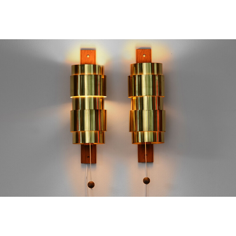 Vintage Brass wall sconces by Hans-Agne Jakobsson for H-A Jakobson Markary AB. Sweden 1960s