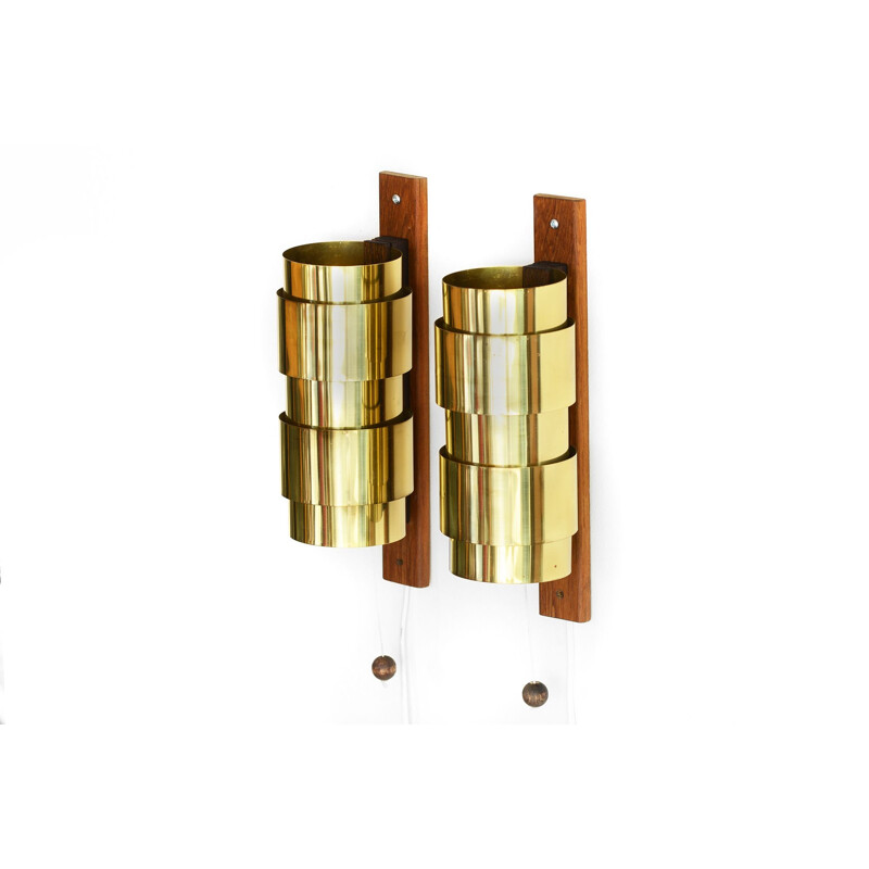 Vintage Brass wall sconces by Hans-Agne Jakobsson for H-A Jakobson Markary AB. Sweden 1960s